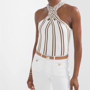 White House Black Market Braided Striped Top